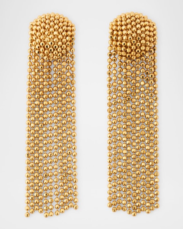 18K Yellow Gold Candy Chains Fringe Earrings